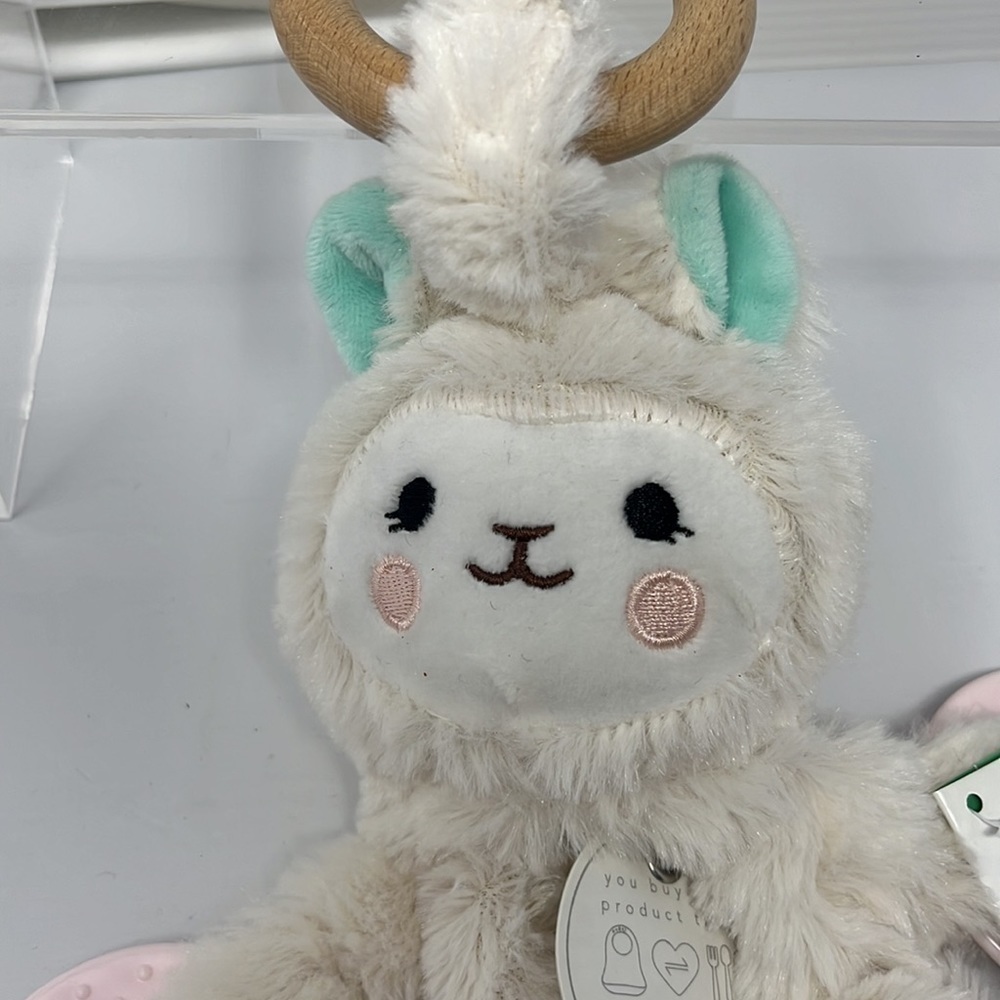 Bella Tunno Happy Sidekick Loretta the Llama Lovey Rattle Plush Security Blanket - Picture 3 of 13